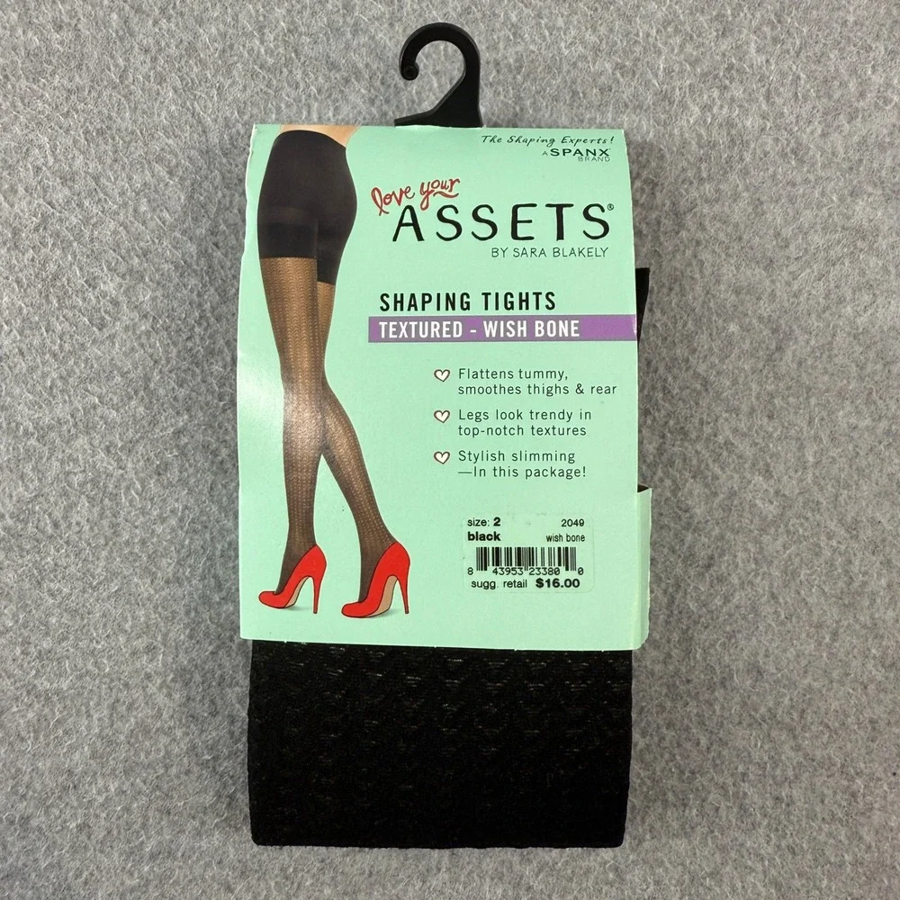 Love Your Assets by‎ Spanx Shaping Tights Textured Wish Bone Black Size 2 NIP